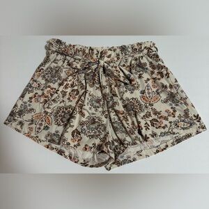 Boho Floral High Waist Women's Shorts Tie-Front Dreamy Colors Cottagecore Comfy